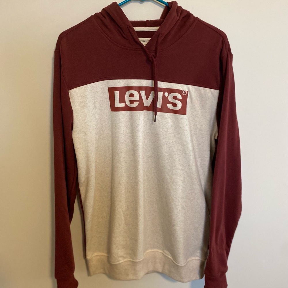 Levi's Men's Burgundy and Cream Hoodie
